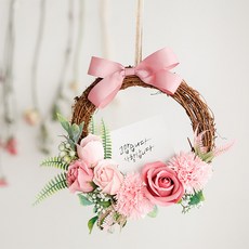 Decobonbon 香皂花康乃馨花環, 粉色的