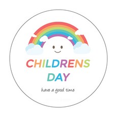 Donna&deco 微笑彩虹 children's day 5cm圓形貼紙, 混合顏色, 60入