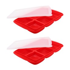 Bloom at home 6格方形矽膠冷凍模具 2入, 紅色的