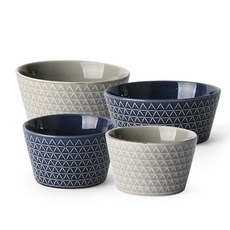 PRELUDE 線條設計造型陶瓷餐碗組, 混色, 4p