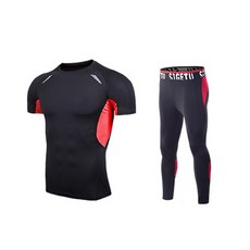 NAYA STYLE 男士健身短袖 T 恤 + 打底褲套裝 M2SET-45-2