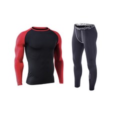 NAYA STYLE 男士健身房長袖T恤 + 打底褲套裝 M2SET-182-5