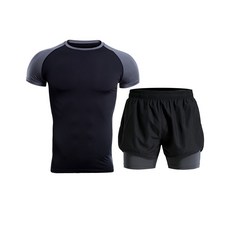 나야스타일 남성용 헬스복 반팔티 + 반바지 세트 M2SET-37-4