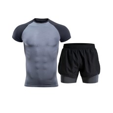 나야스타일 남성용 헬스복 반팔티 + 반바지 세트 M2SET-37-1