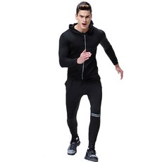 NAYA STYLE 男士健身房連帽衫拉鍊+訓練褲套裝 M2SET-112