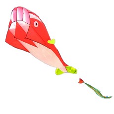 YN 動物造型鯨魚風箏套組 紅色, 1套