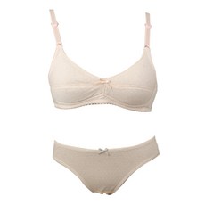 Chaton 女童款無鋼圈內衣+內褲 奶油圓點款 K1054