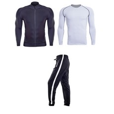 나야스타일 남성 헬스복 집업 + 긴팔티 + 레깅스 3종세트 M3SET-105-1