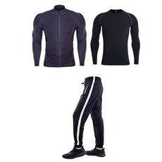 나야스타일 남성 헬스복 집업 + 긴팔티 + 레깅스 3종세트 M3SET-105-3