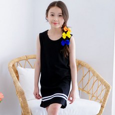 jackid 女童透氣雙線條背心連身裙