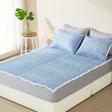 BODRE 泡泡紗波紋墊+枕頭套, 藍色