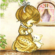 ZEZENEW 女孩的祈禱寶石十字繡 B1041, 混色, 1套