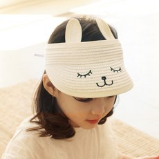 woojooi 女童睡睡兔草編遮陽帽