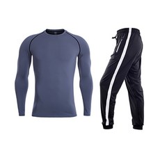 NAYA STYLE 男款健身服長袖T恤+訓練長褲 2件組 M2SET-158-2