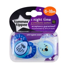 tommee tippee 湯美天地 夜光安撫奶嘴, 第2階段(6~18個月), 混色, 2入