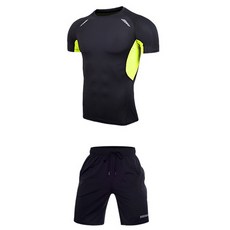 나야스타일 남성 헬스복 반팔티 + 반바지 2종 세트 MSET-47-3