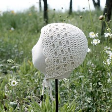 slow moments Bonnet帽鉤針編織DIY套組, 1個, 奶油色