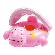 兒童造型遮陽游泳圈 河馬款, 混色, 1個