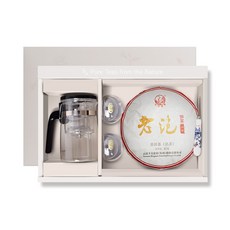 Chaye 茶葉茶具禮盒組, 普洱茶+飄逸杯+玻璃杯 2入+普洱茶刀+禮盒, 1組