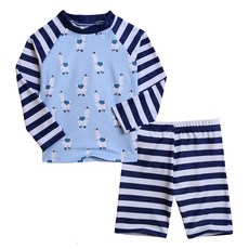 JOYMULTI 童款衝浪防曬羊駝印花長袖上衣+短褲套裝