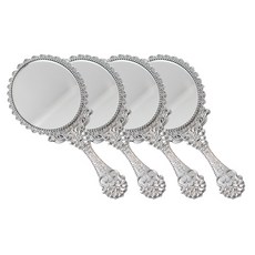 CHILSUNG 花邊造型橢圓化妝手拿鏡, 銀色, 4入