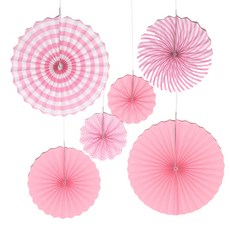 Partybok 裝飾紙扇 6款組合, 粉色的