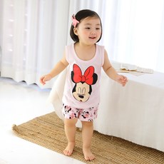 Little rabbit 孩童米妮印花無袖睡衣+睡褲套裝