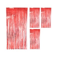 Party Show 派對銀箔流蘇窗簾 4入, 紅色, 4個