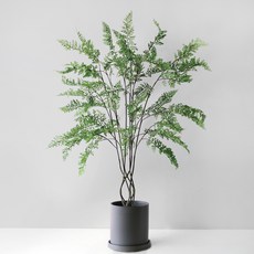 블루밍앤미 아디안텀 심플 인테리어 조화 나무 1m + 무광 인테리어 화분 대, 모카그레이, 1세트