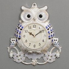 高腳大發貓頭鷹單面時鐘, 銀藍色