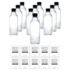 Just Interior 方形冷萃咖啡瓶 500ml x 10入 + 10款防水標籤貼紙, 1套