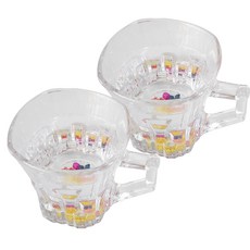 壓花乾燥花水晶可愛茶杯, 混色, 2件