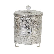 Credis Antique 金屬梅花圓柱形垃圾桶小號, 銀, 1個