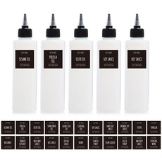 Just Interior 小型醬料瓶 5入 x 250ml + 22種貼紙組, 1套