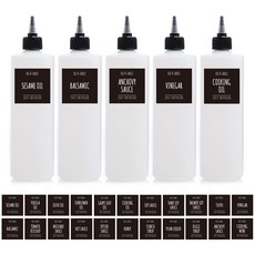 JUST INTERIOR 醬料瓶 大號 5入 x 500ml + 22款貼紙組, 1套