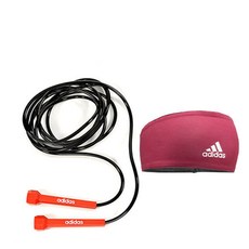 adidas 愛迪達 Essential跳繩+頭帶 酒紅色, 混色