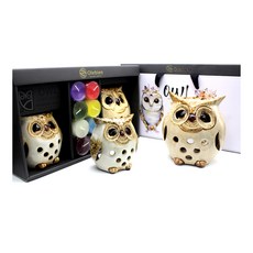 Olebien 微笑珍貴貓頭鷹燭台套組, 棕色的