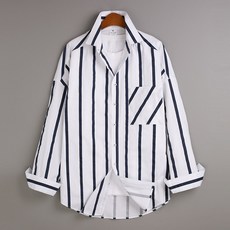 GHOST REPUBLIC 男款寬鬆條紋口袋長袖襯衫 MSH-531