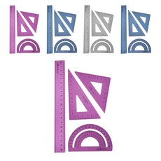 Bluemato 20cm直尺 三角尺 量角器 4件組 RSA002, 隨機出貨, 5套