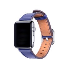우수스 애플워치 3/4/5 고급 컬러 가죽 밴드 (42/44mm 호환 가능), 블루, 1개
