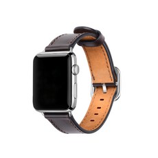 우수스 애플워치 3/4/5 고급 컬러 가죽 밴드 (38/40mm 호환 가능), 다크브라운, 1개