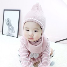 ALOHAJ 孩童素色圍兜+造型帽子 2件組