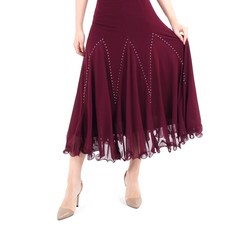 Belly批發商城 8片式V字型網紗裙 肚皮舞服 LDS2700, 酒紅色