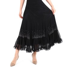 下擺燙鑽喇叭裙 肚皮舞服 LDS3000, 黑色