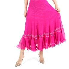 Bellydomemall 下擺貼條燙鑽裙 肚皮舞服 LDS2800, 粉紅色