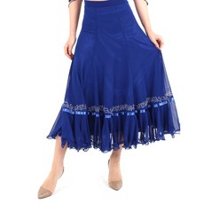 dancedome Belly批發商城 底邊飾帶 燙鑽裙 肚皮舞服 LDS2800, 藍色