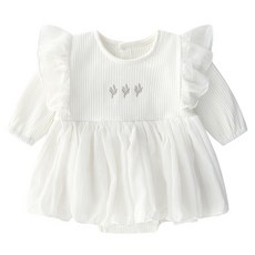 JOY MULTI 女童羅紋長袖荷葉邊包屁連身裙