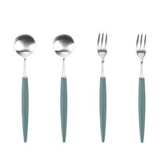 백산 보겐 몽블랑 에펠 샤틴 티스푼 포크 2인 세트 올리브, 1세트, 티스푼 2p + 티포크 2p