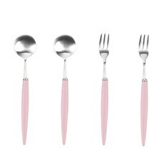BSF Montblanc Elffel Satin系列雙人餐具組 粉紅色, 1組, 茶匙2入+叉子2入