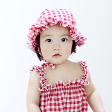 알로하제이 아동용 쁘띠프릴 체크 보넷